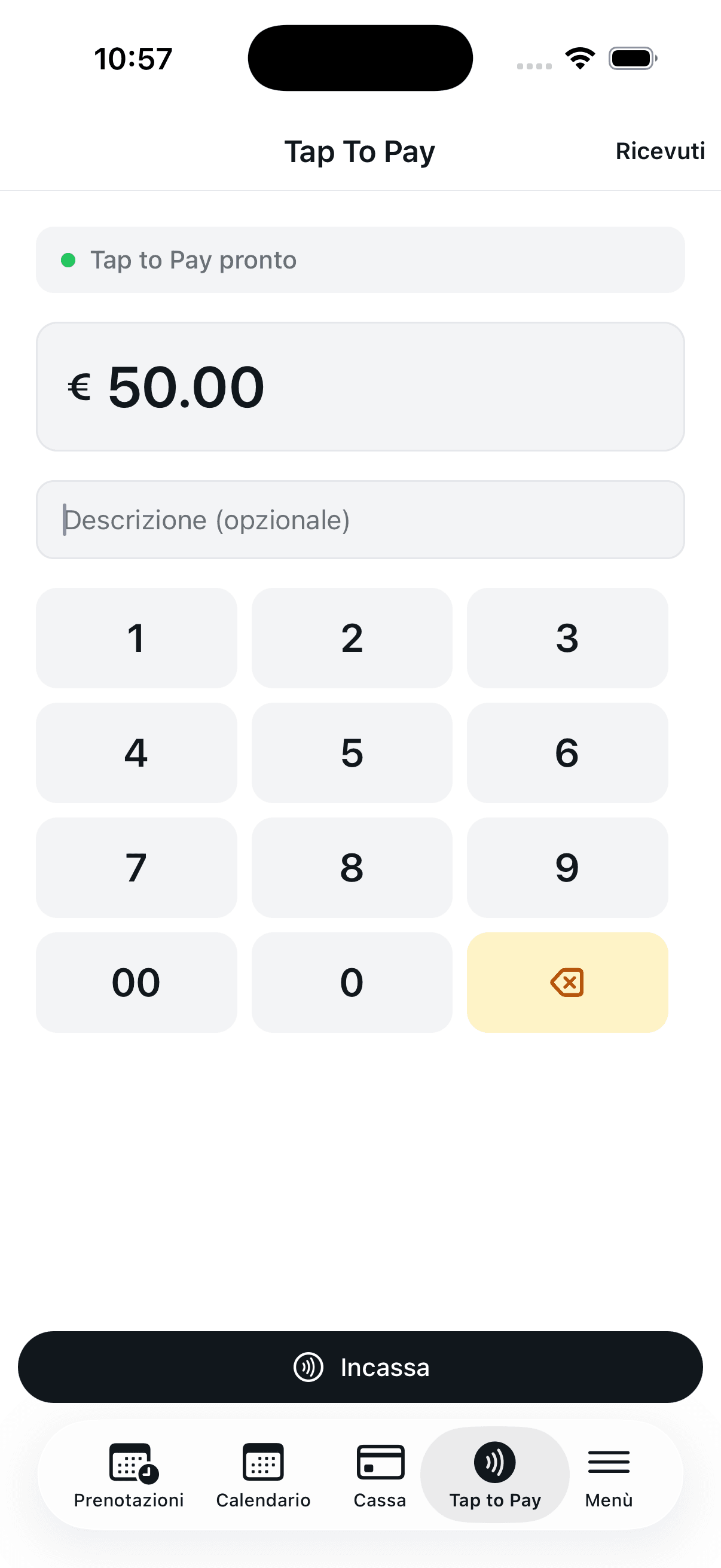 Terminale Tap to Pay nell’app Holidoit Business